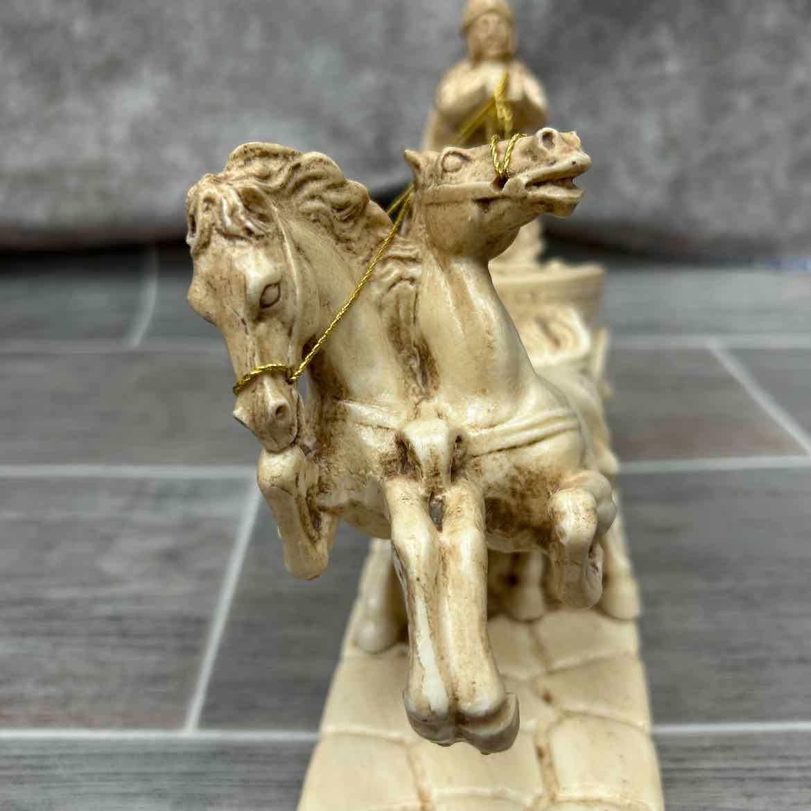 Roman Carriage Faux Marble Figurine