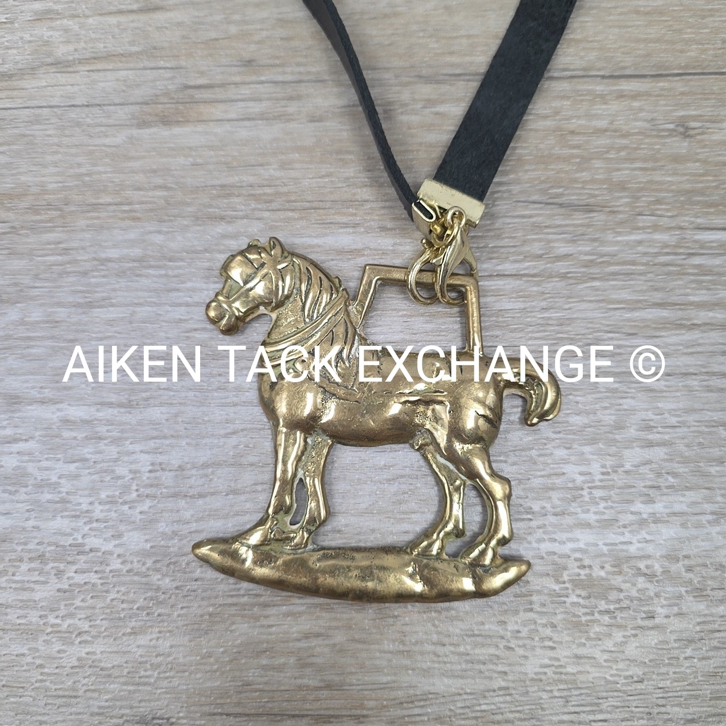 Leather Necklace w/ Brass Horse Pendant