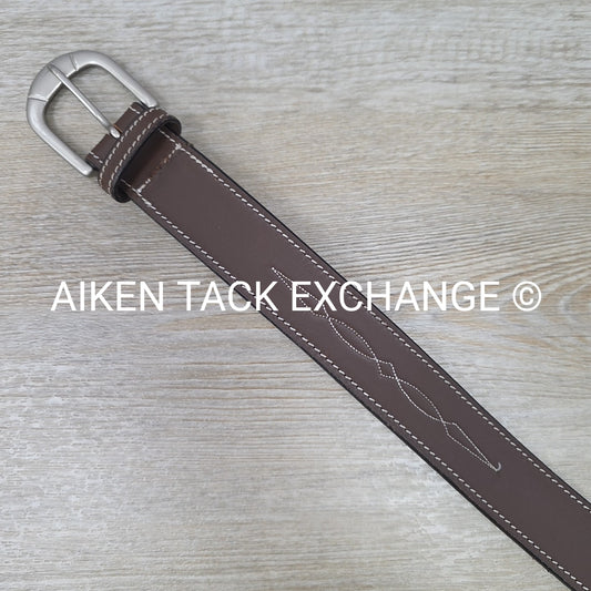 Dover Saddlery Fancy Stitched Leather Belt, Brown, 30