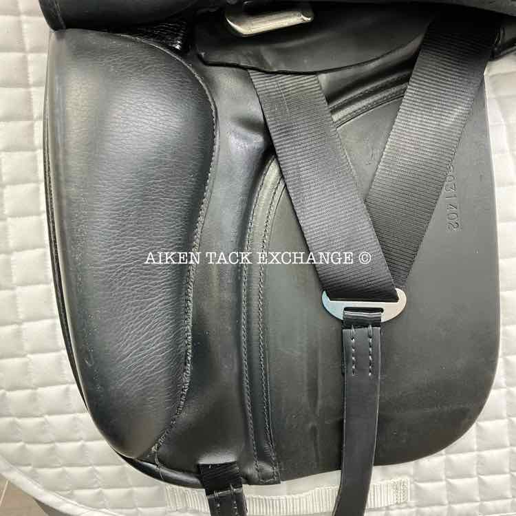 EquineFit International Dressage Saddle, 18" Seat, Short Flap, Extra Wide Tree, Wool Flocked Panels