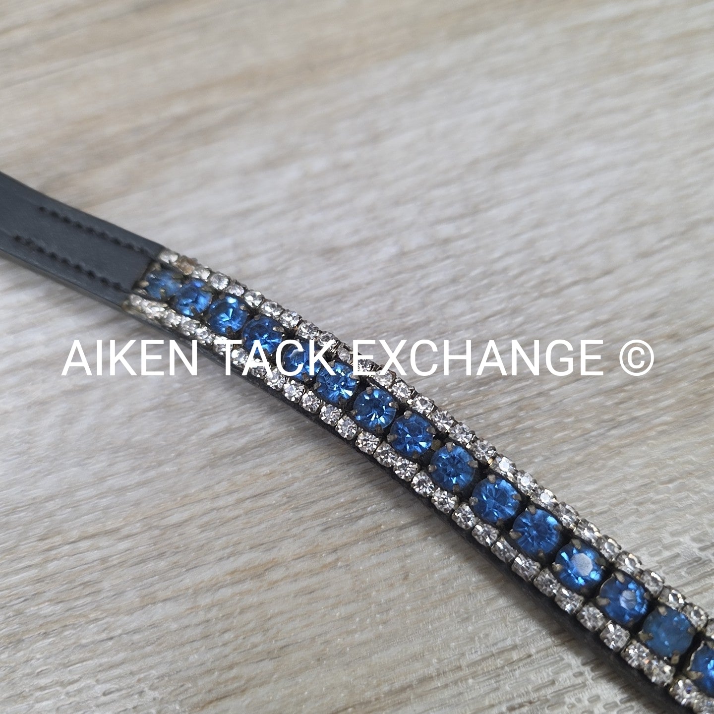Curved Bling Browband, Black, Size Full
