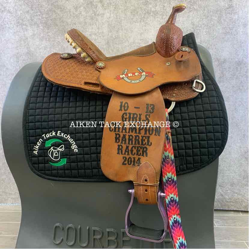 Cactus Saddlery Barrel Racing Trophy Western Saddle, 14" Seat, Wide Tree - Full QH Bars