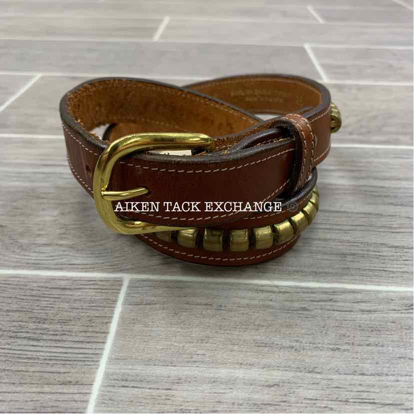 Tory Leather Clincher Brass Buckle Belt, Size 26