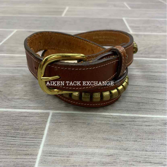 Tory Leather Clincher Brass Buckle Belt, Size 26