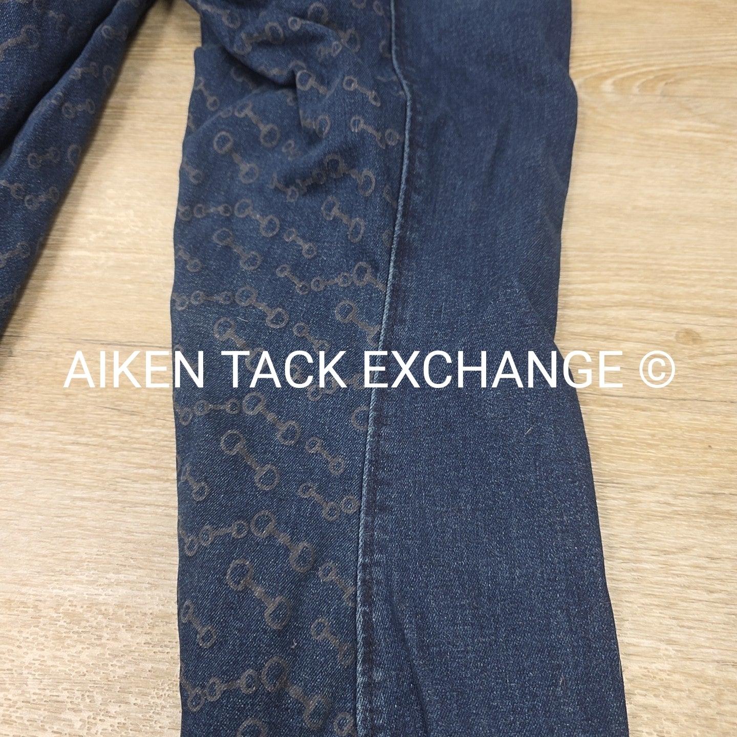 Horze Kaia Crystal Denim Silicone Grip Full Seat Breeches, Size 32