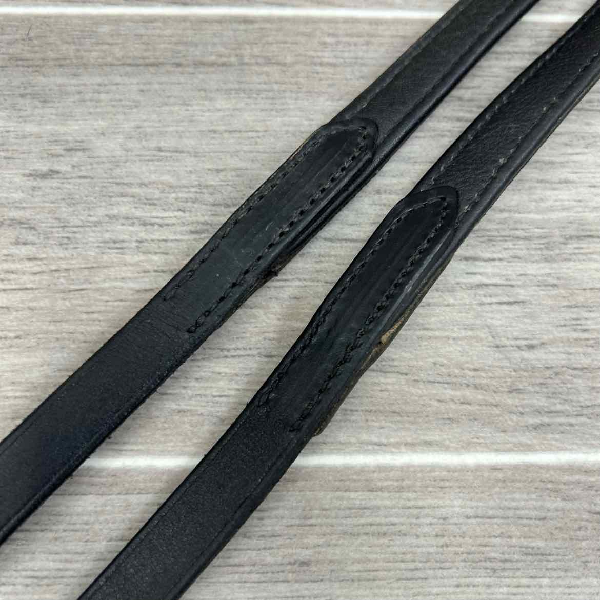 Stubben NT Leather Reins with Extra Grip Rubber Lining, Black, 55"