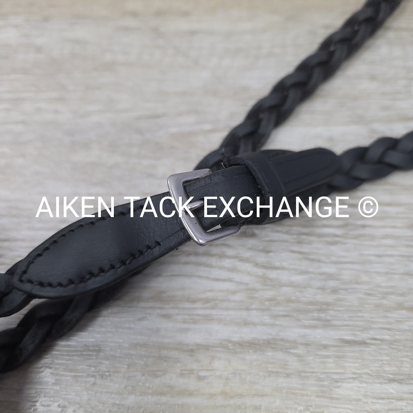 Plaited Reins, Black, 56"