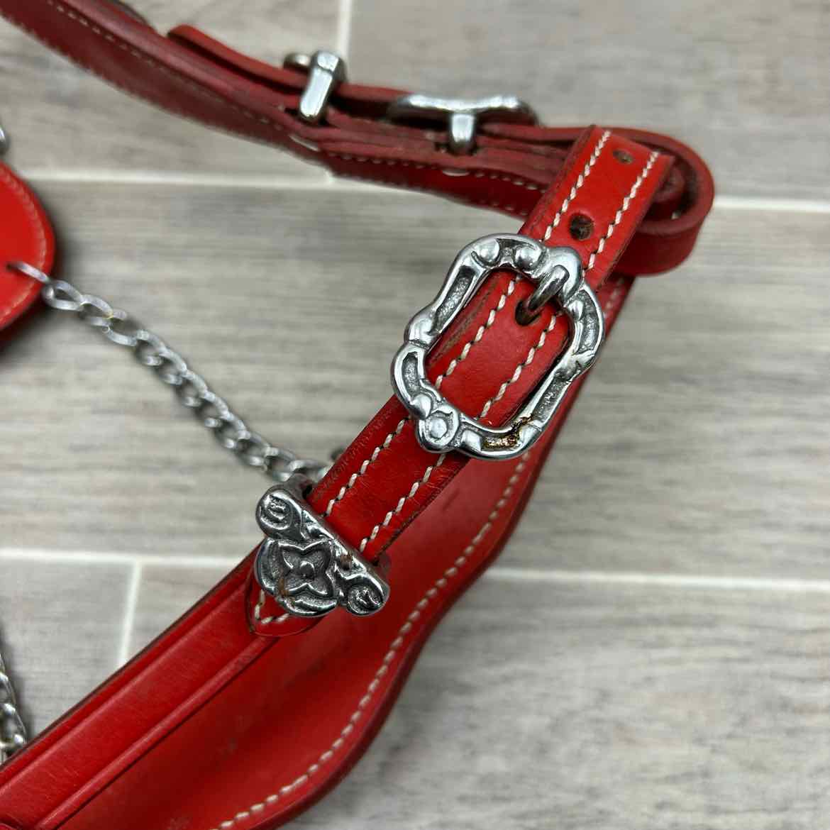 Baroque Style Bridle with Matching Reins, Red, Size Cob