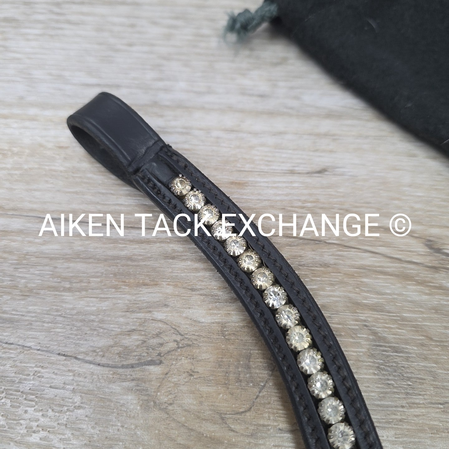 Passier Waved Big Stone Browband with Otto Schumacher Cover, Black & Clear, 17.5