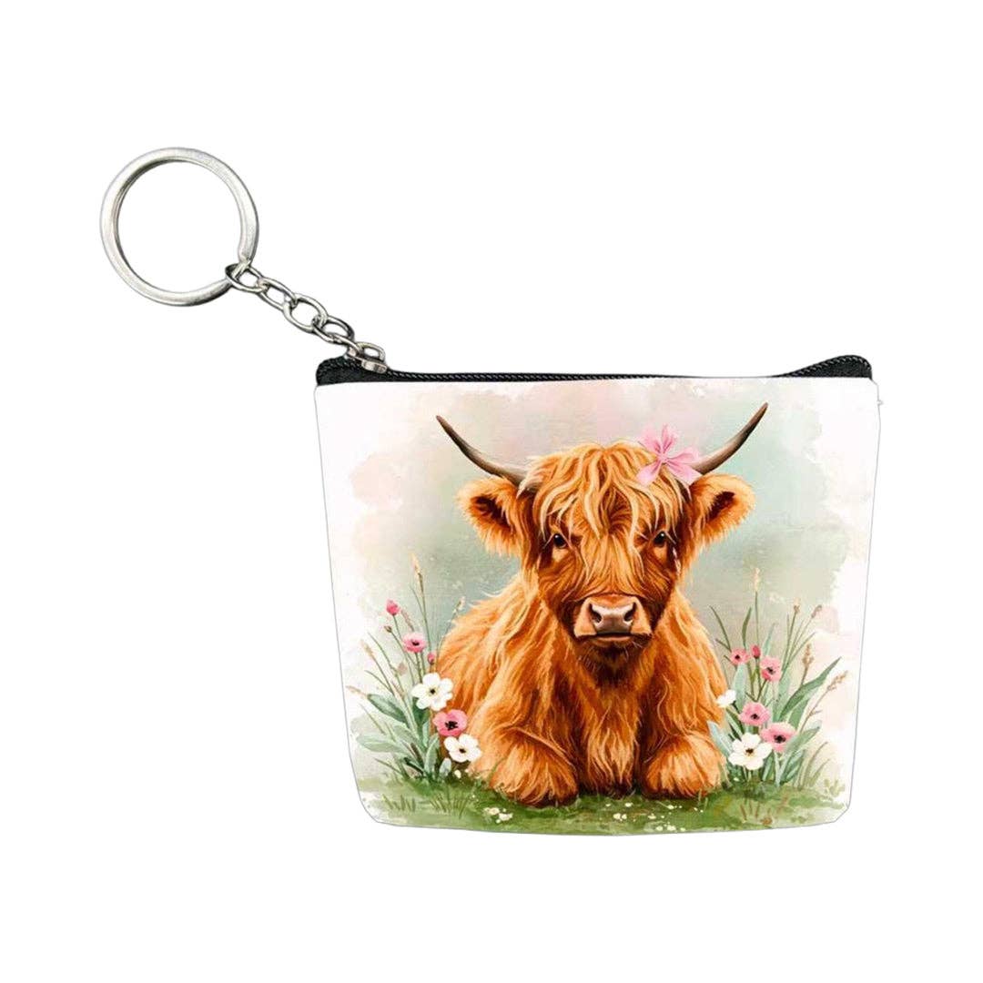 AWST Int'l Set of 12 Coin Purses- West Highlander Cows: STD