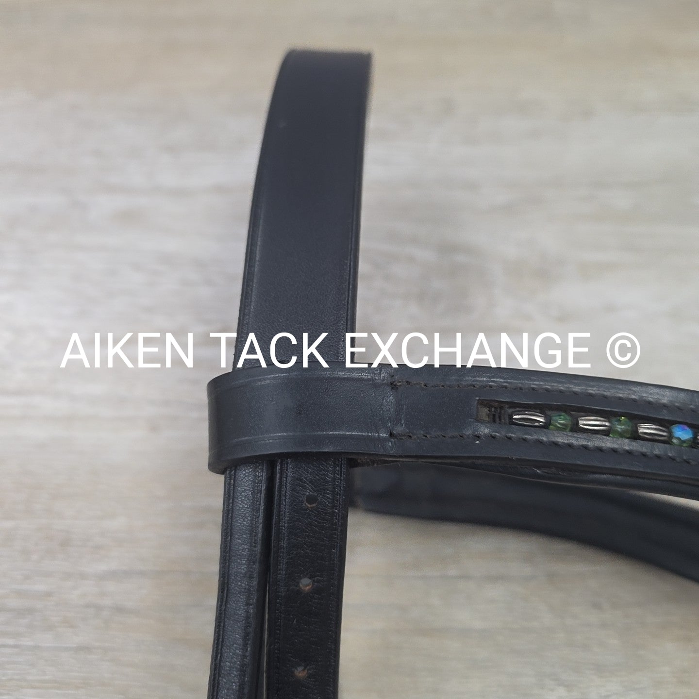 Paris Tack Crown Piece with Curved Beaded Browband, Black, Size Full