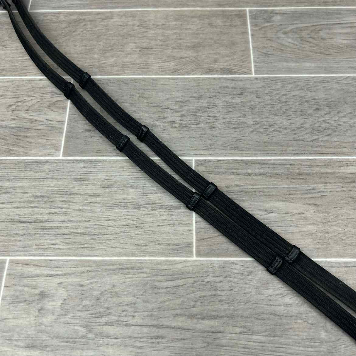 Vespucci Double Raised Dressage Bridle with Reins, Missing Flash, Black, Size Fu