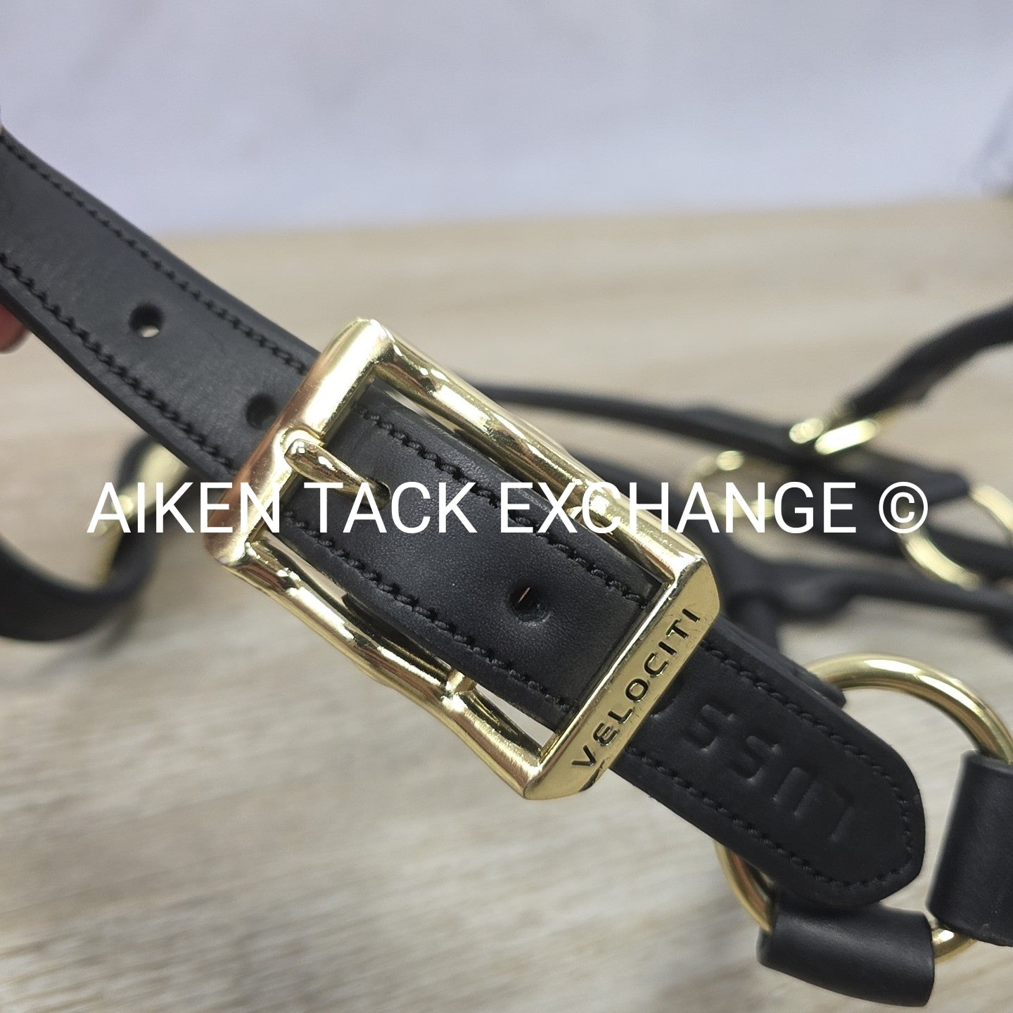 Shires Velociti Lusso Soria Control Leather Halter, Black, Size Full