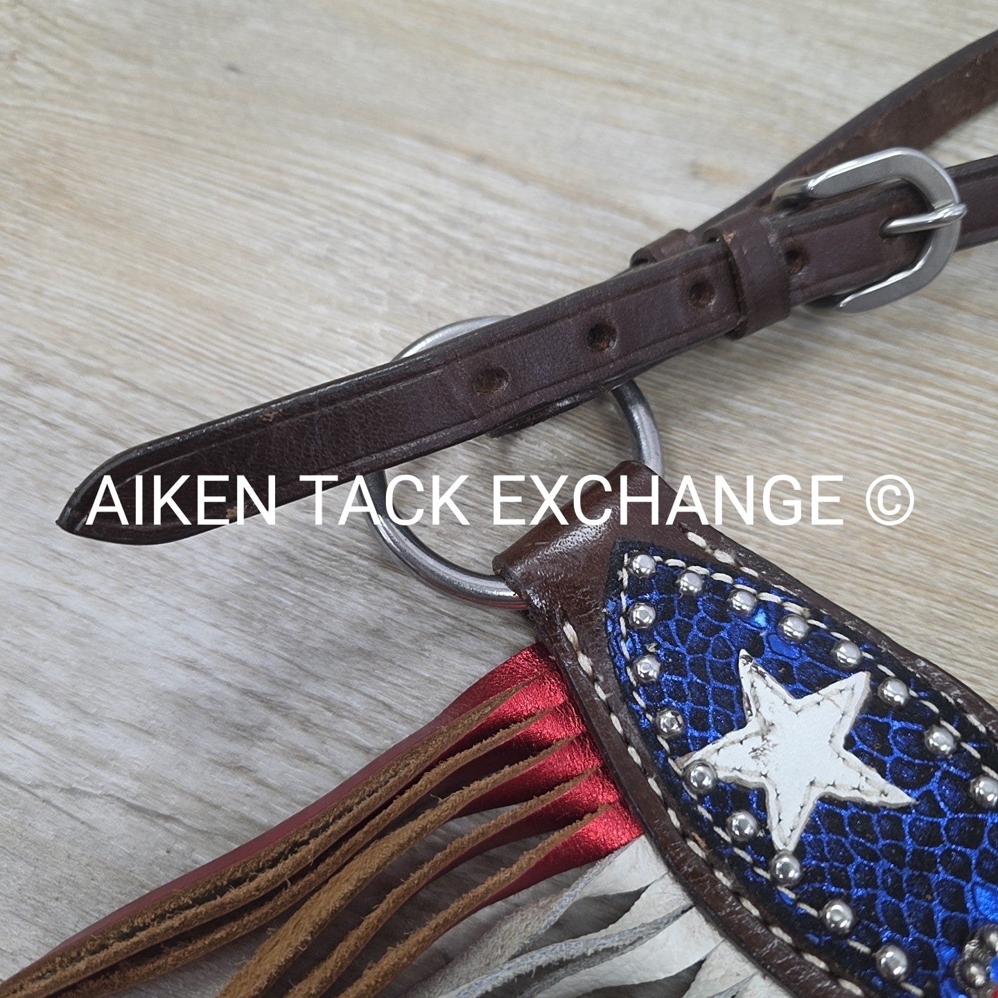 Showman Patriotic Fringe Headstall & Breast Collar Set, Size Full