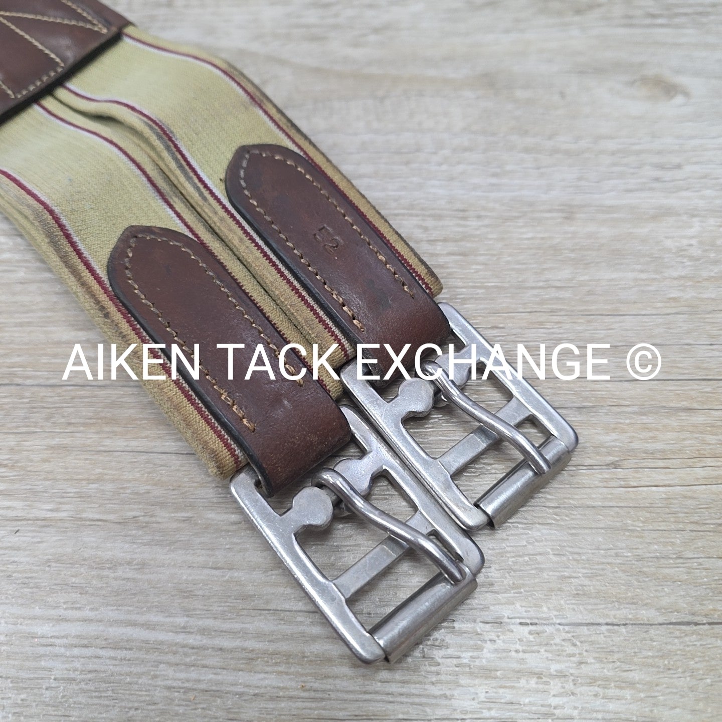 Leather Girth with Single End Elastic, Brown, 52"