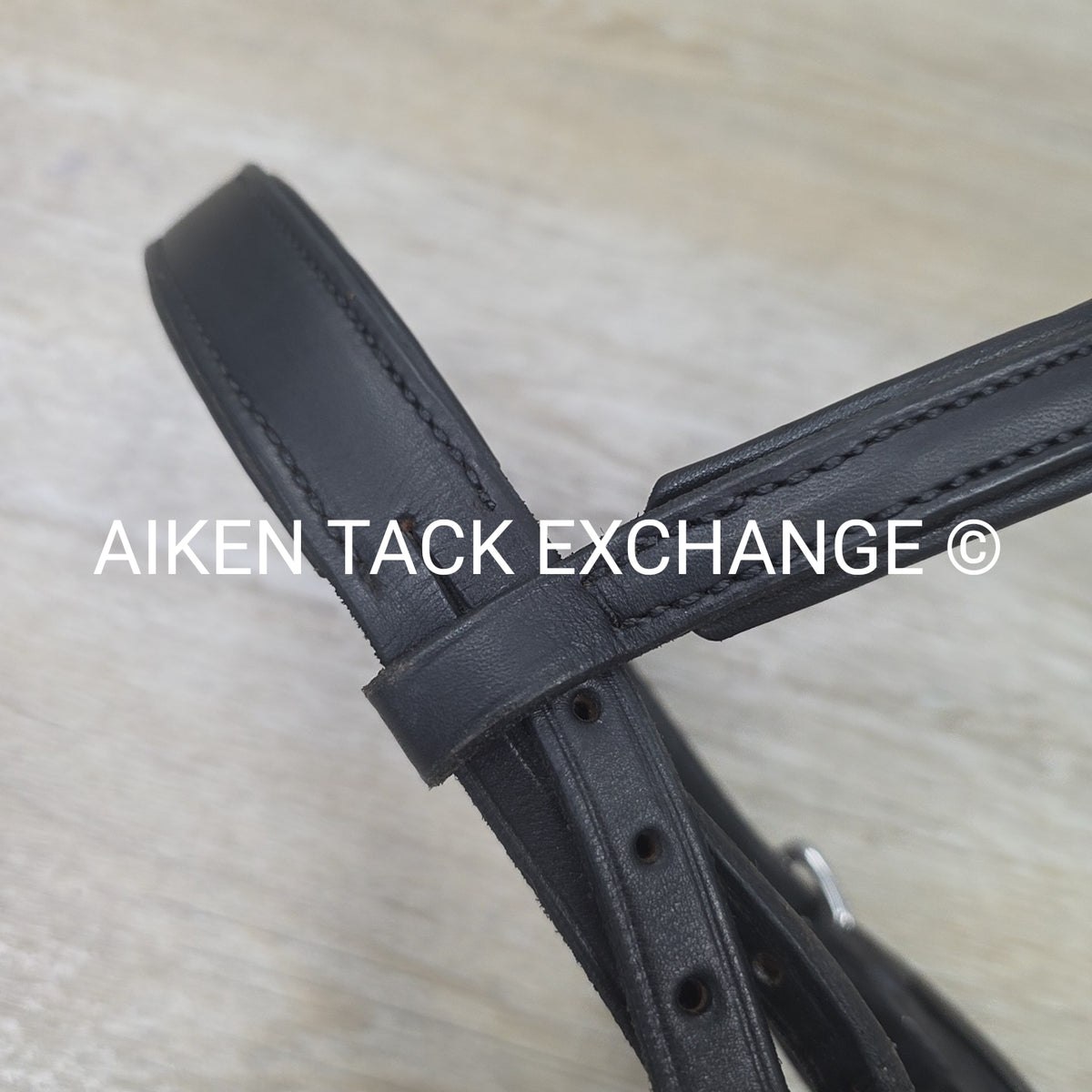 Plain Monocrown Bridle with Red Barn Calf Lined Dressage Reins, Black, Size Full
