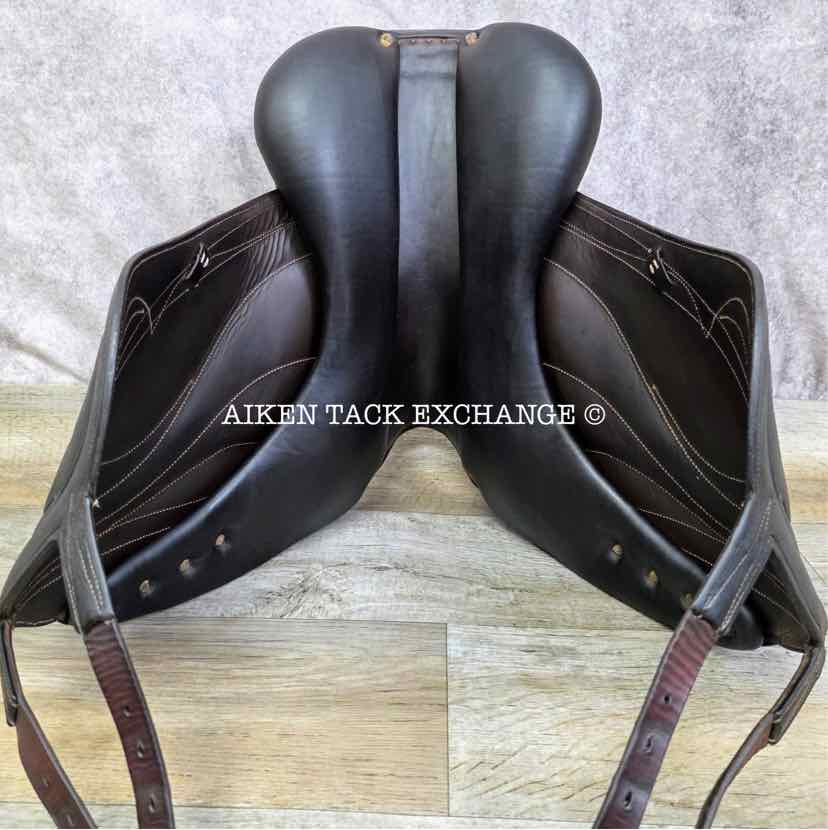 **SOLD** 2003 Antares Cadence Monoflap Dressage Saddle, 17.5" Seat, 2D Flap, MW/W Tree, Foam Panels, Full Buffalo Leather