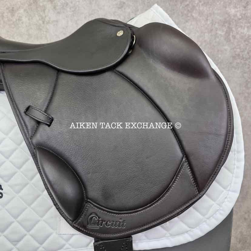 2022 Circuit by Dover Saddlery Premier Monoflap Jump Saddle, 17" Seat, Medium Wide Tree, Wool Flocked Panels