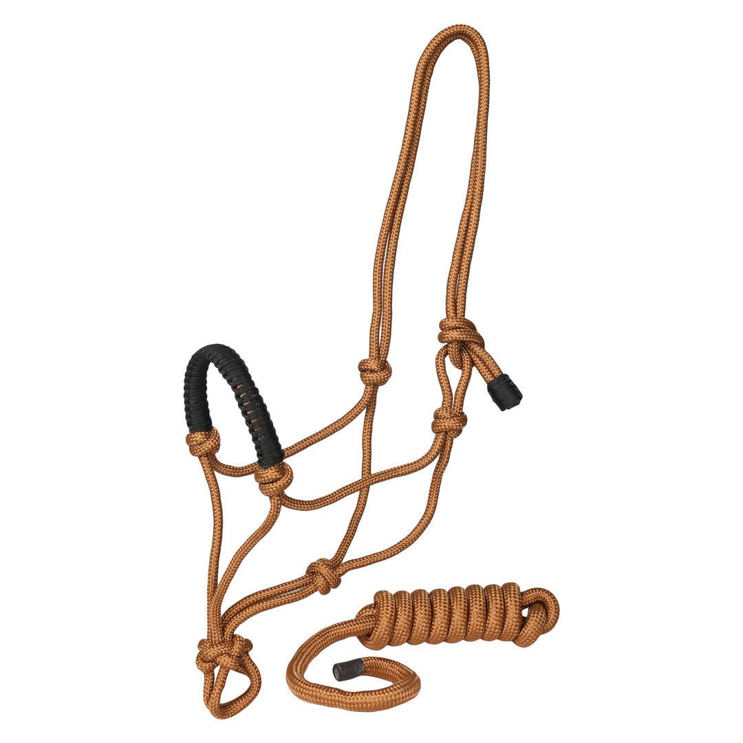 TuffRider Rugged Rope Halter Braided Noseband with Matching Lead: Blue / Horse