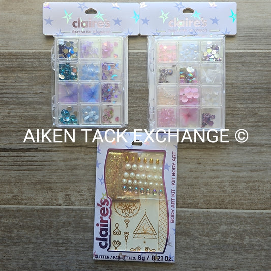 Claire's Body Art Kits - 2 Large Gem Kits w/ Case + 1 Gem & Glitter Kit