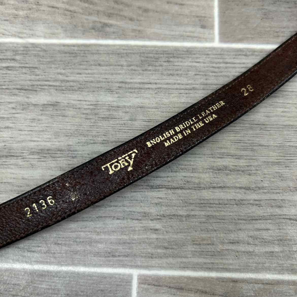 Tory Leather Flat Belt, Brown, 28