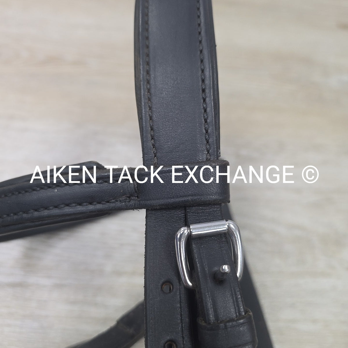 Plain Monocrown Bridle with Red Barn Calf Lined Dressage Reins, Black, Size Full