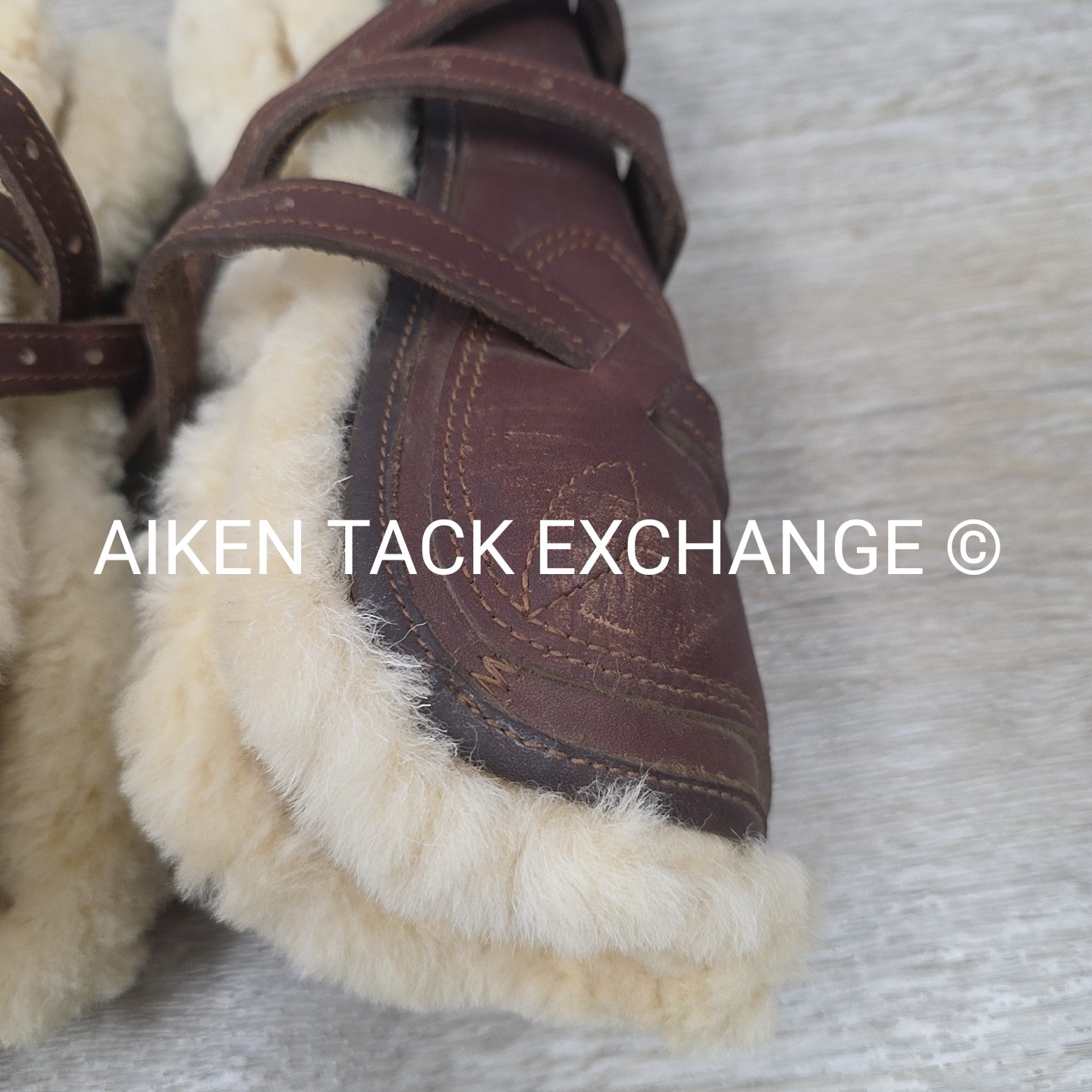 Dover Saddlery Leather Open Front Sheepskin Lined Boots, Size Medium