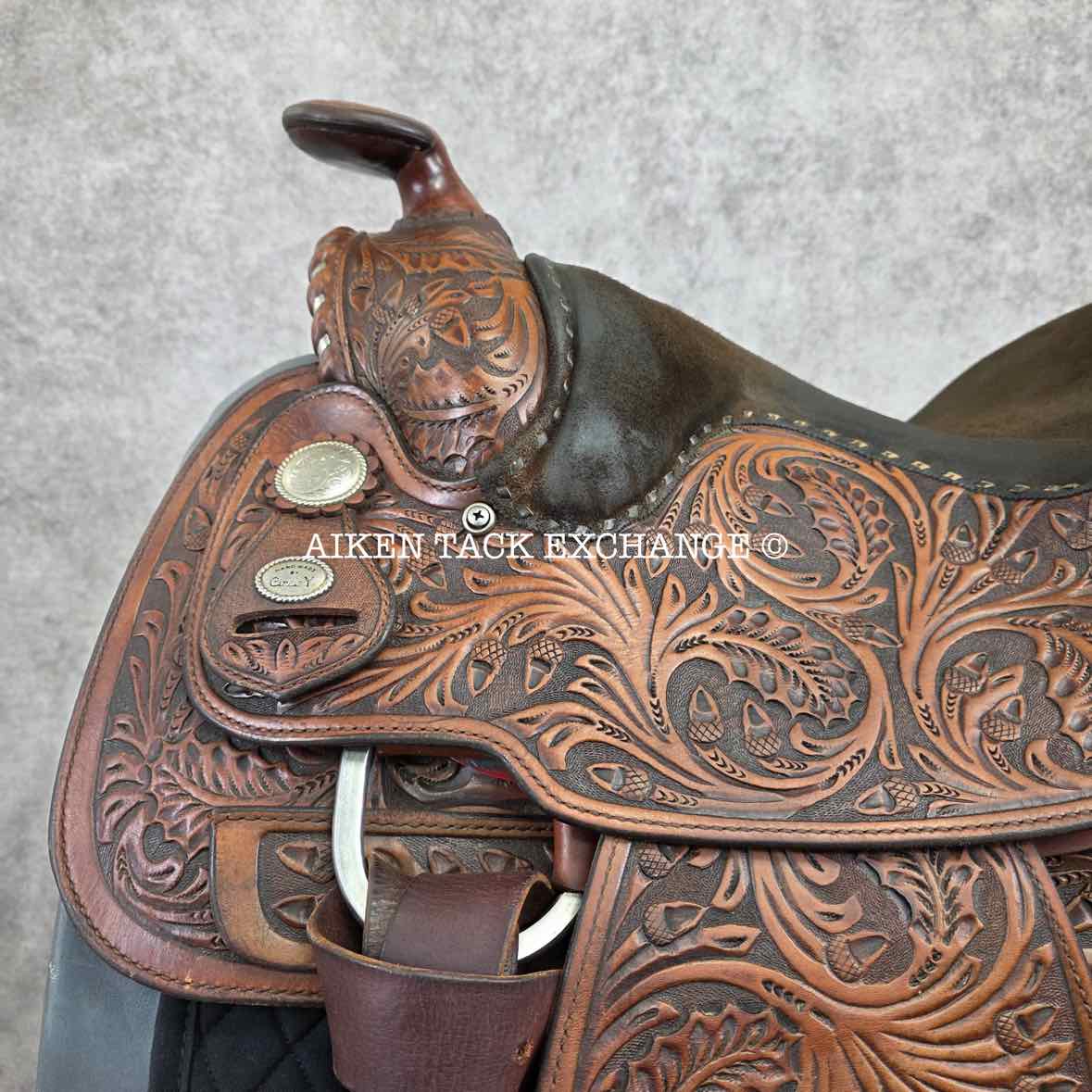 Circle Y Equitation Western Saddle, 15" Seat, Regular Tree - Semi QH Bars