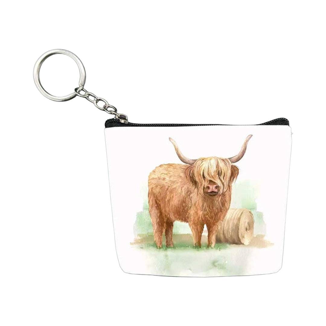 AWST Int'l Set of 12 Coin Purses- West Highlander Cows: STD