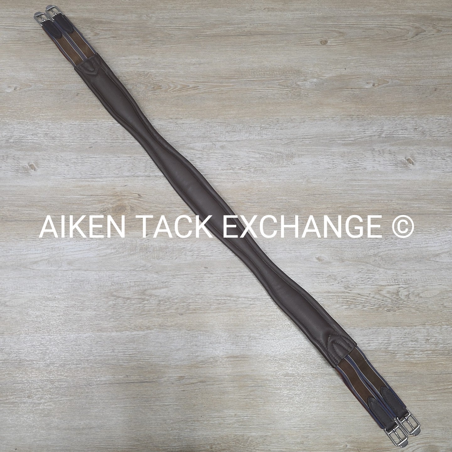 Stubben Leather Girth with Double End Elastic, Brown, 60" (150 cm)