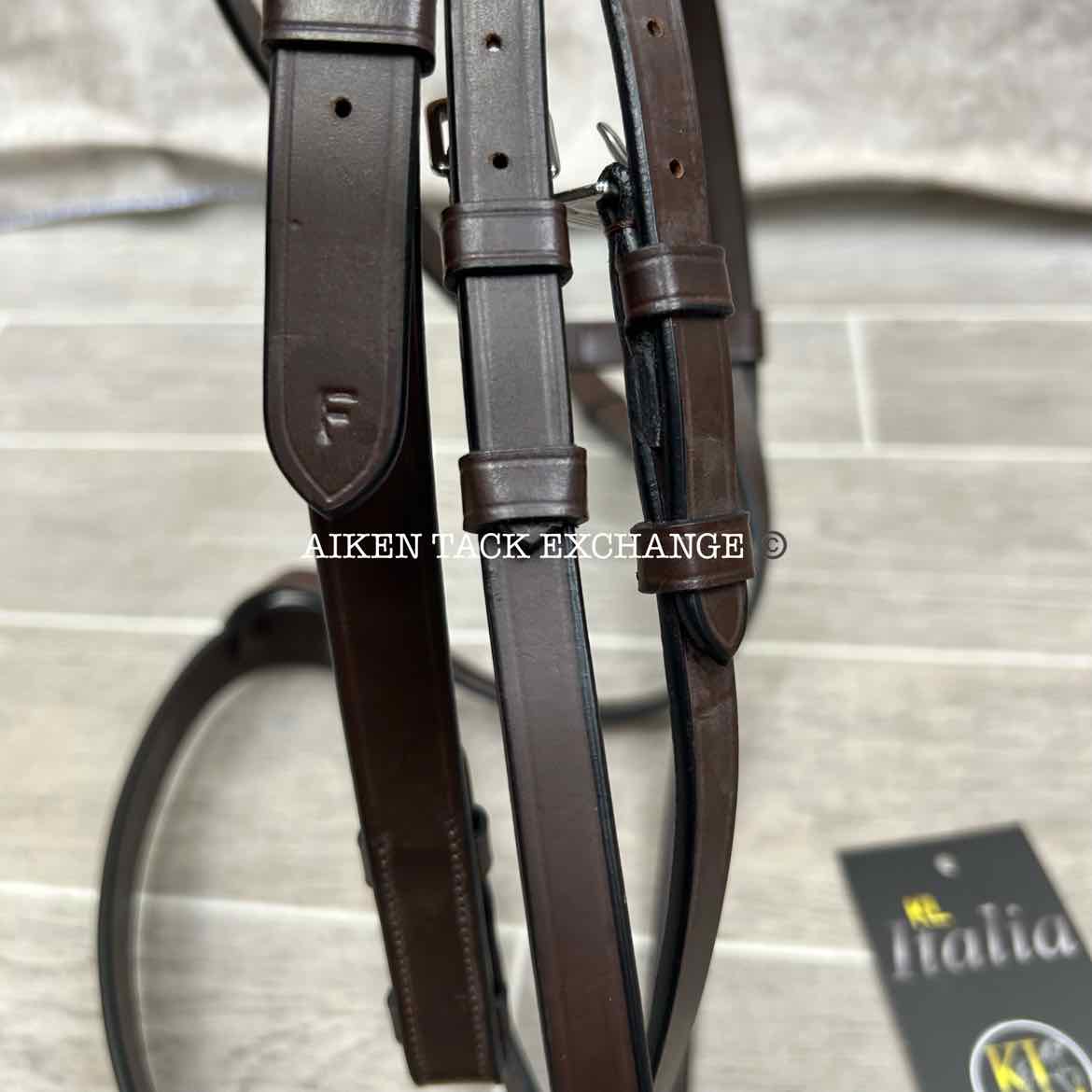 KL Select KL Italia Foxwell Hunt Bridle with Reins, Brown, Size Full