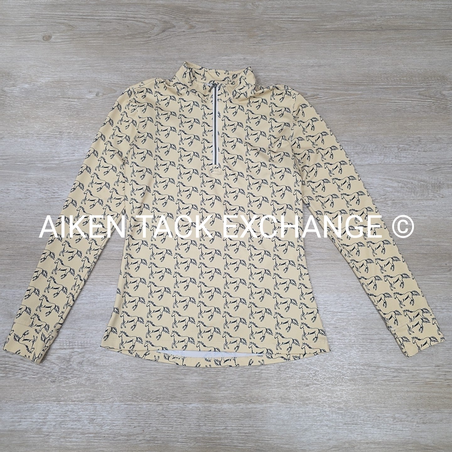 FITS Long Sleeve Winter Tech Shirt, Midnight Navy Horses, Women's Small