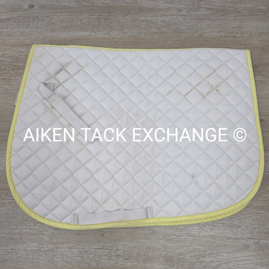 Dover Saddlery All Purpose Pony Saddle Pad, White with Yellow Trim