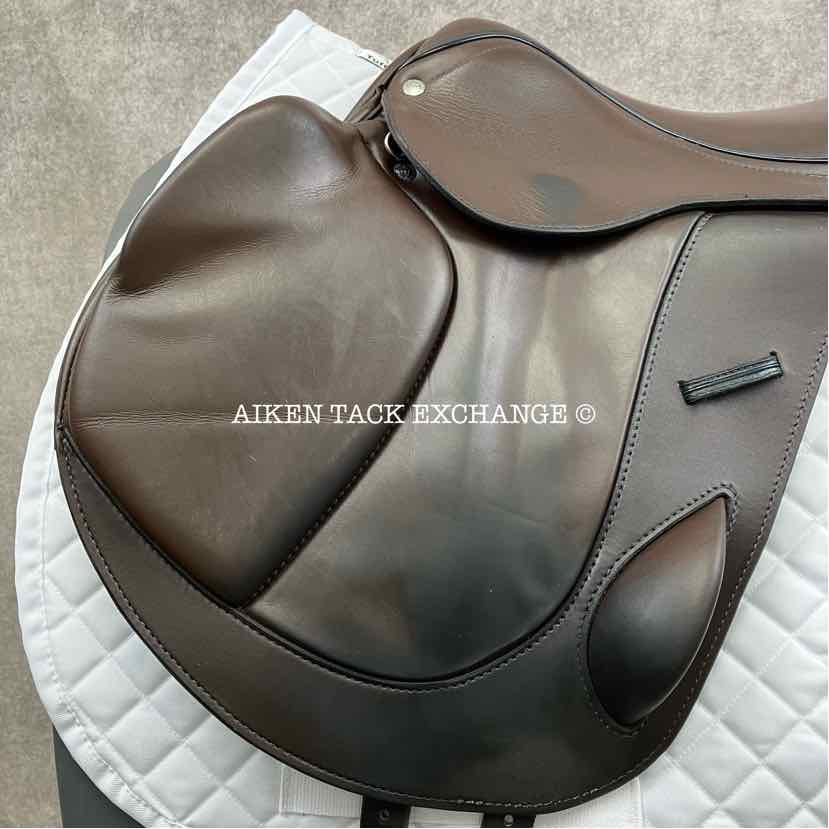 **SOLD** 2019 Custom Saddlery Monte Carlo Monoflap Jump Saddle, 17.5" Seat, Adjustable Tree, Wool Flocked Hybrid Panels