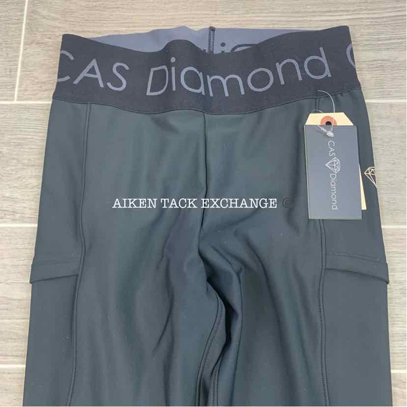 CAS Diamond Yoga Pants Athletic Leggings, Black, Size Small