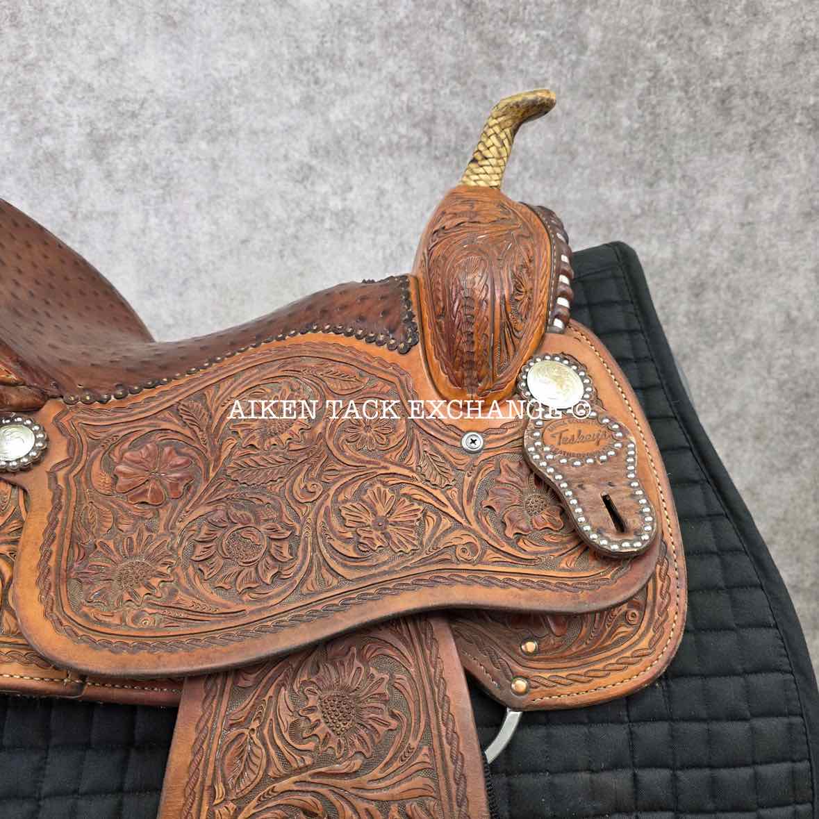 Teskey's Barrel Western Saddle, 15.5" Seat, Wide Tree - Full QH Bars