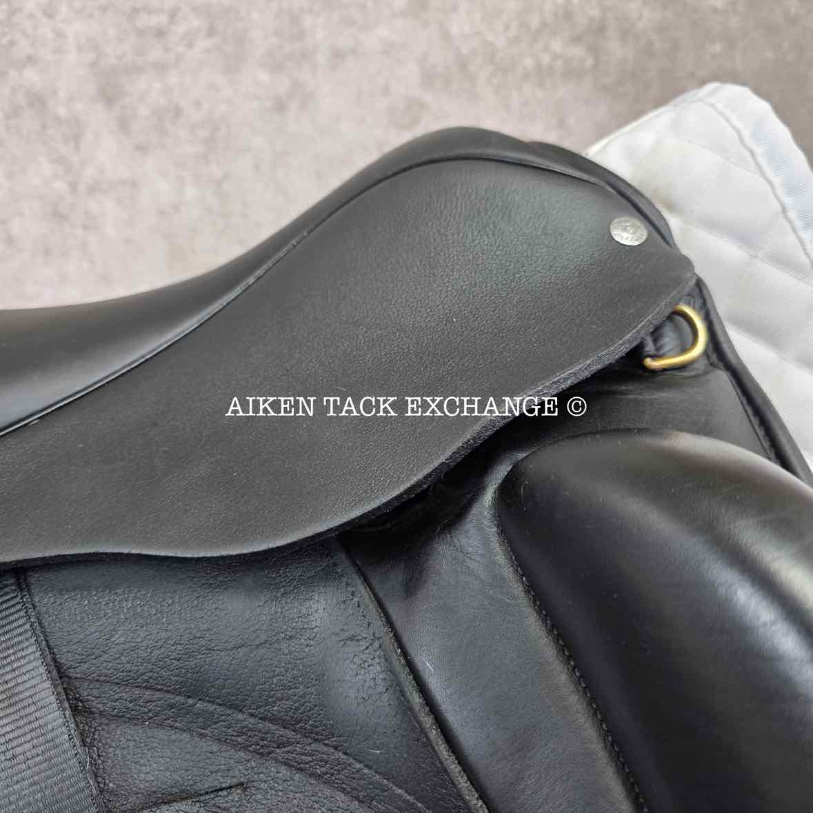 2016 Custom Saddlery Wolfgang Solo Monoflap Dressage Saddle, 17.5" Seat, Adjustable Tree, Wool Flocked Panels