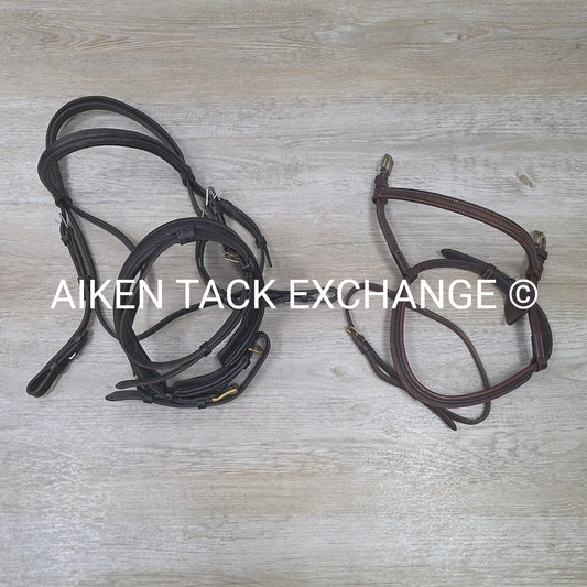BARGAIN BUNDLE: Flash Dressage Bridle, Fancy Stitched Flash Noseband & Plain Rai