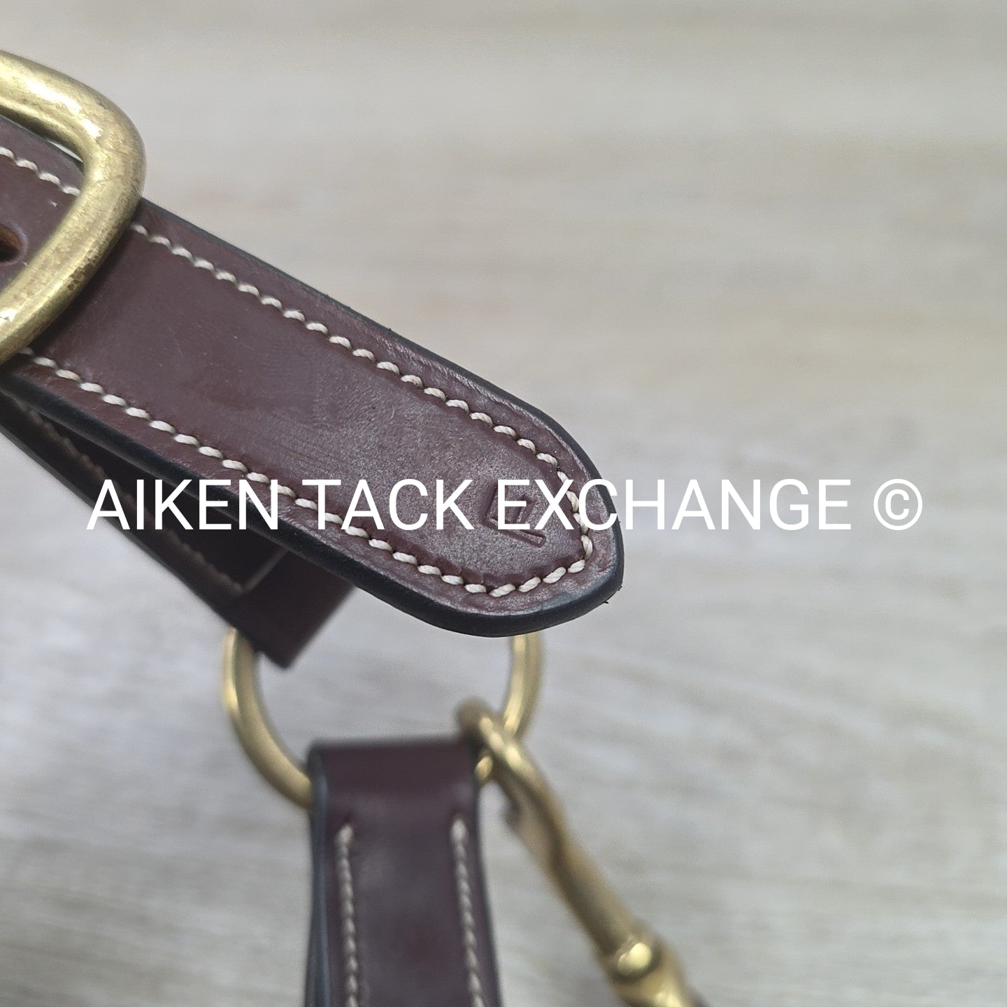 Padded Fancy Stitched Leather Halter, Brown, Size Full