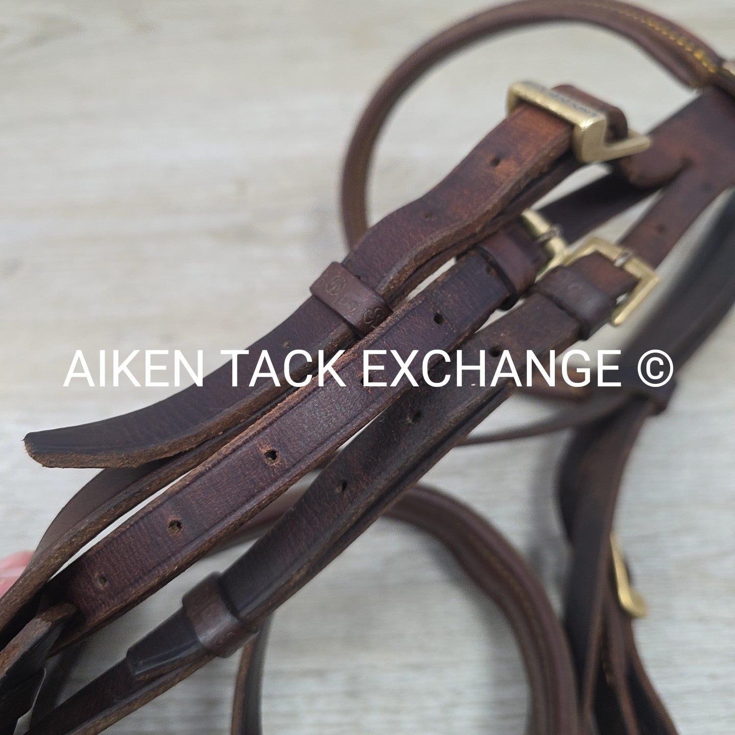 Stubben Plain Raised Flash Bridle with Matching Cotton Web Reins, Brown, Size Fu