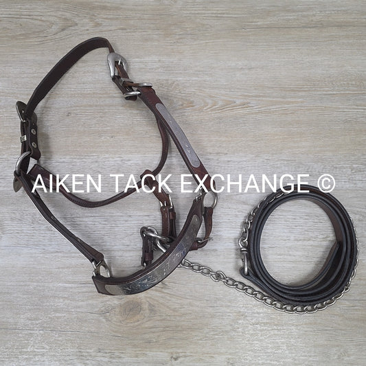 Circle Y Engraved Show Halter with Matching Lead, Size Full