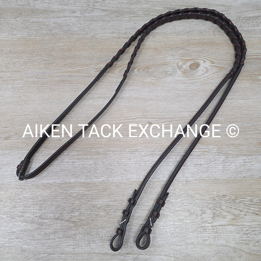 Plain Raised Laced Reins, Brown, Size Full