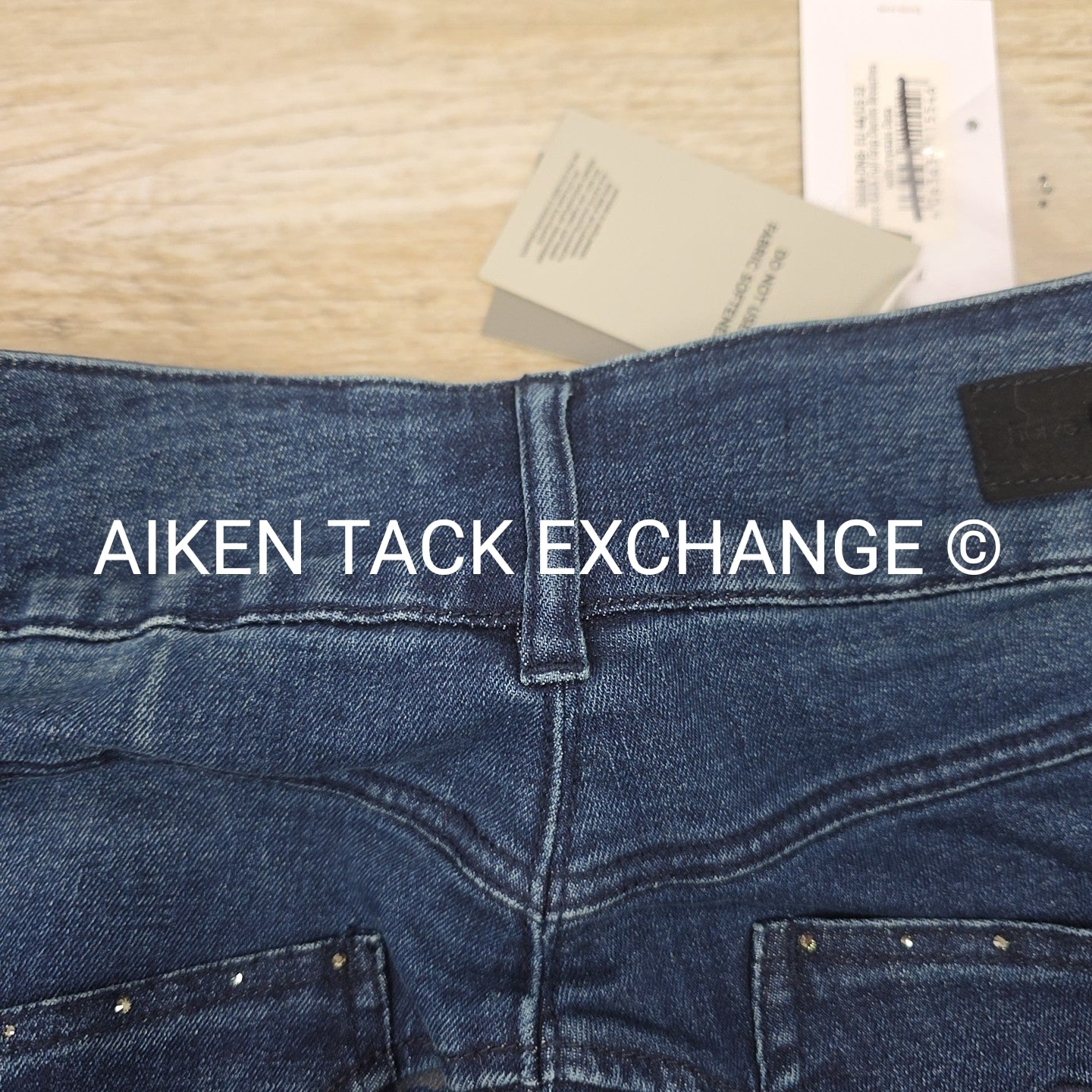 Horze Kaia Crystal Denim Silicone Grip Full Seat Breeches, Size 32