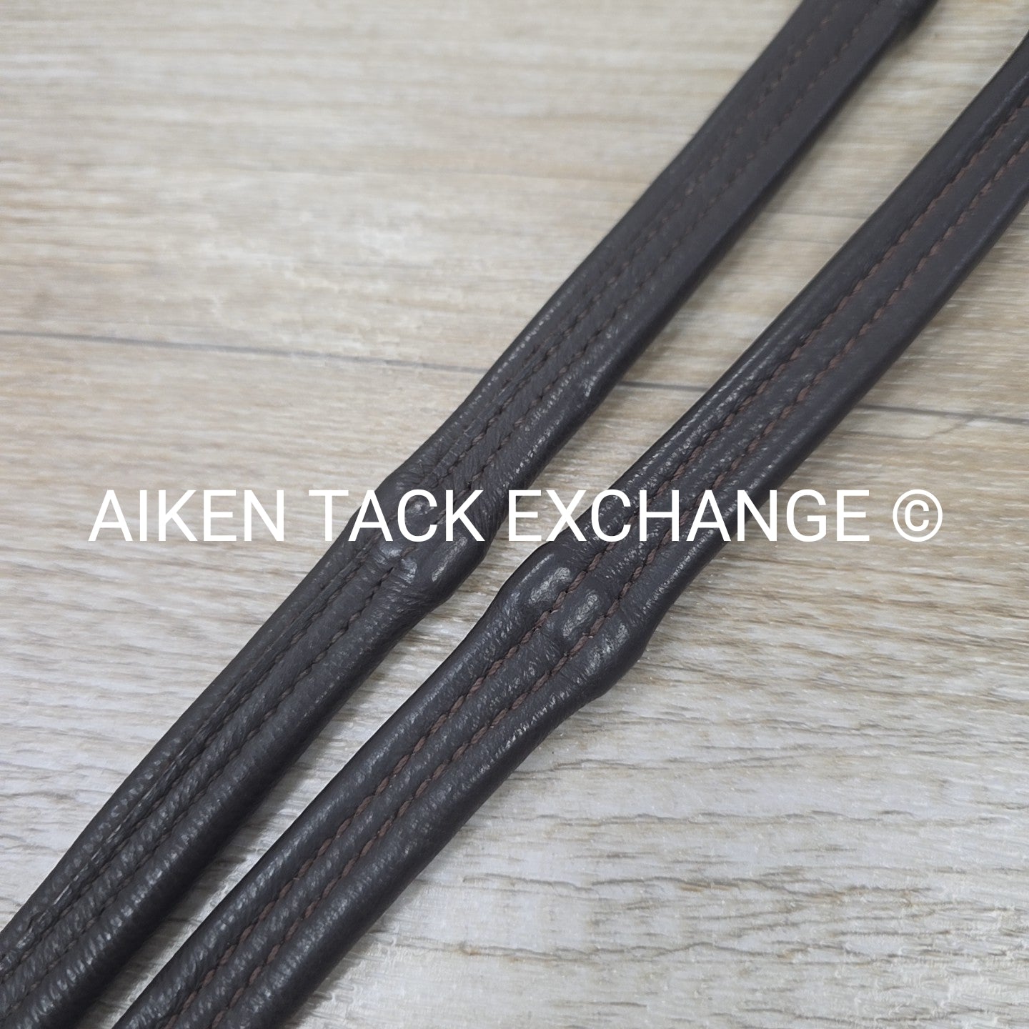 Flexible Fit Padded Leather Reins, Brown, Cob