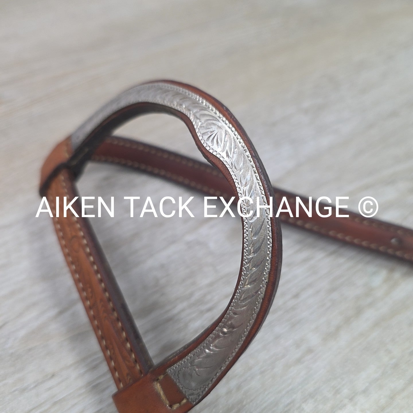 One Ear Silver Western Show Headstall, No Reins, Size Full