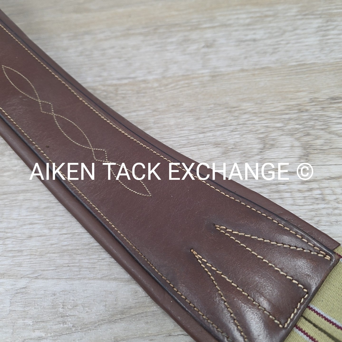 Leather Girth with Single End Elastic, Brown, 52"