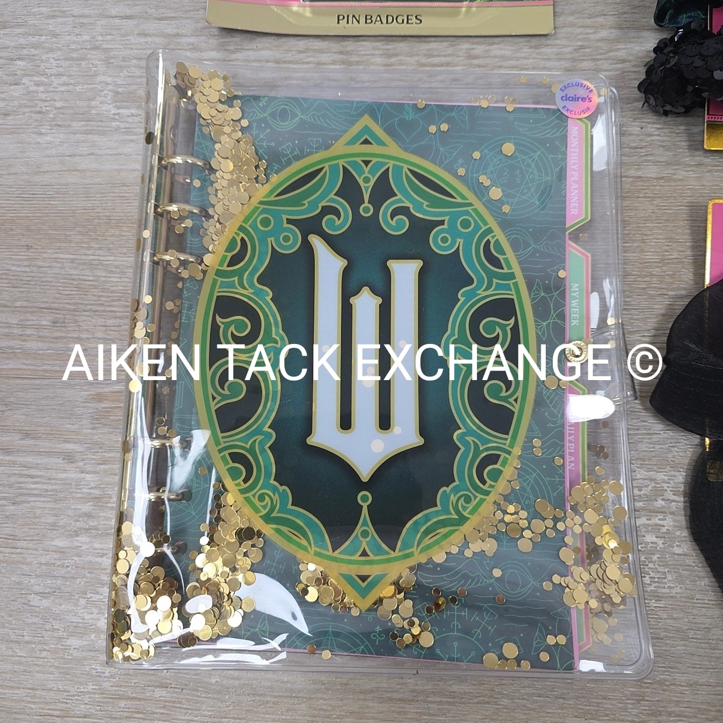 Claire's Wicked Bundle: Shaker Planner, Pin Badges, Hair Clip, Scrunchie Set