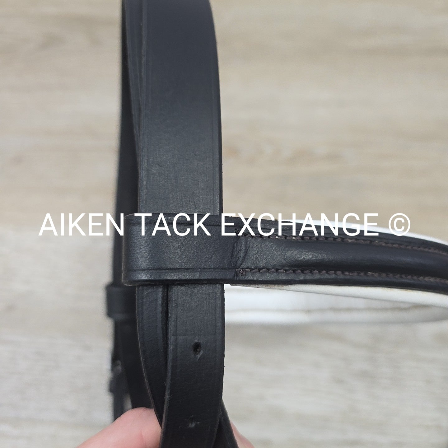 Classic Dressage Bridle with Laced Reins, Missing Flash, Black with White, Full