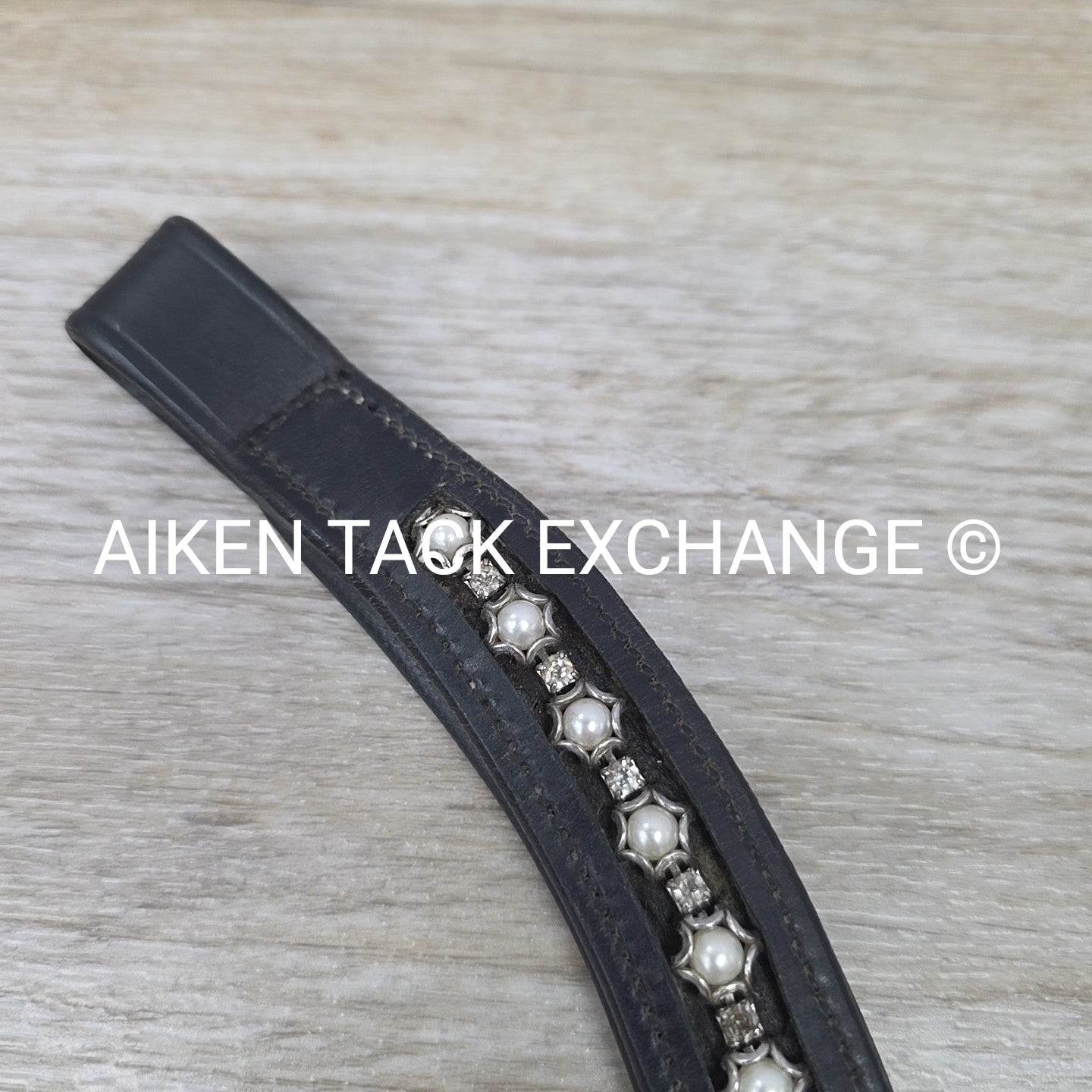 Curved Padded Bling Browband, Black, 17"