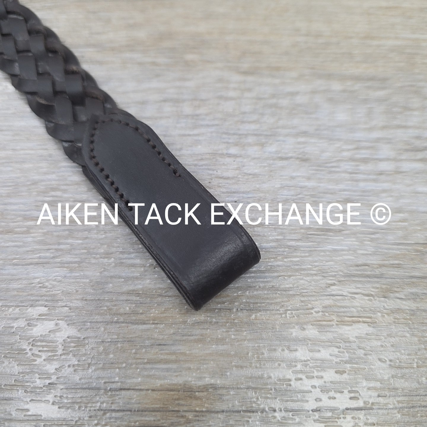 Plaited Leather Browband, Brown, 15.5"